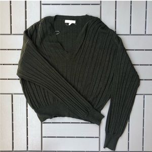 Oversized V-Neck Green Sweater